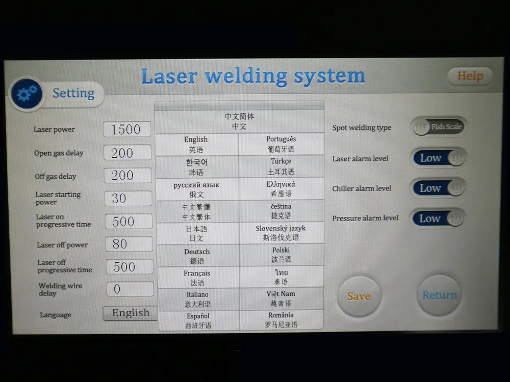 handheld laser welding machine intelligent display screen