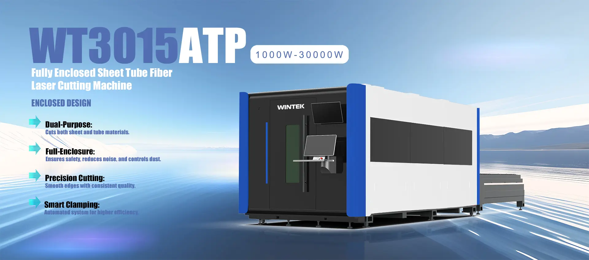 enclosed laser cutter with double platform banner
