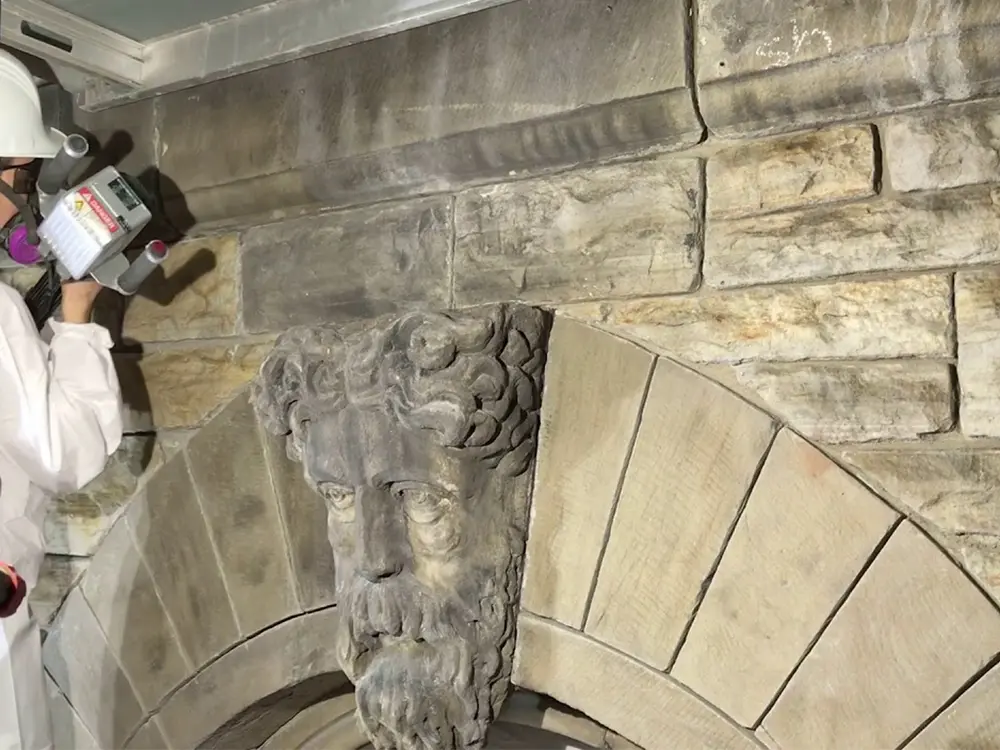 laser paint removal stone sample
